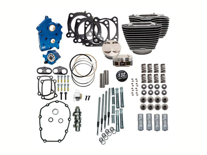 Power Pack - 132ci Big Bore Kit with Chain Drive 550 Camshaft, Highlighted Fins & Chrome Pushrod Tubes. Fits Milwaukee-Eight 2017up with 114ci or 117ci Oil Cooled Engine