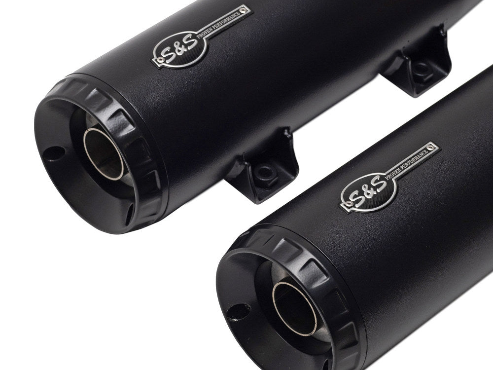 4in. Grand National Slip-On Mufflers - Black with Black End Caps. Fits Indian Scout 2015-2024