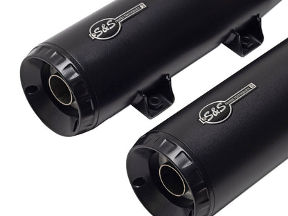 4in. Grand National Slip-On Mufflers - Black with Black End Caps. Fits Indian Scout 2015-2024