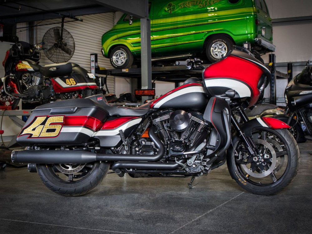 4-1/2in. Mk45 Slip-On Mufflers - Black with Black Thruster End Caps. Fits Touring 2017up.