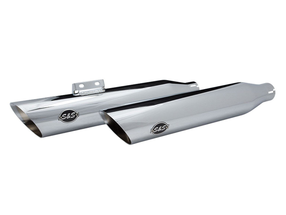 3-1/2in. Slash Cut Slip-On Mufflers - Chrome. Fits Softail Slim, Street Bob, Standard & Low Rider Models 2018-2024 & Breakout & Fat Boy 2018up