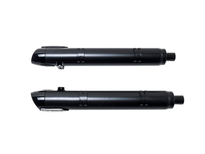 Broadhead 4in. Slip-On Mufflers - Black with Black End Caps. Fits Indian Big Twin 2014up with Hard Saddle Bags.