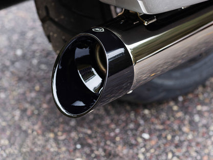 4-1/2in. Mk45 Slip-On Mufflers - Lava Chrome with Black Cutlass End Caps. Fits Touring 2017up.