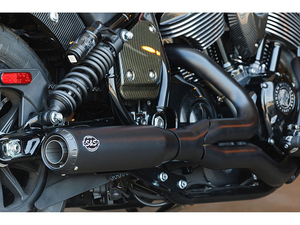 Qualifier 2-into-1 Exhaust - Black. Fits Indian Cruiser 2022up