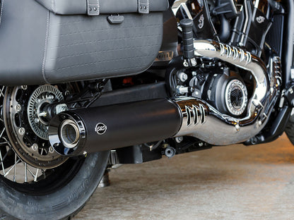 Grand National Slip-On Muffler - Black with Black End Cap. Fits Indian Scout 2025up