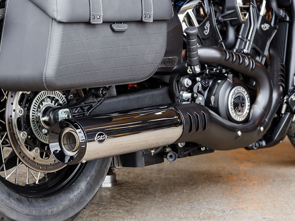 Grand National Slip-On Muffler - Chrome with Black End Cap. Fits Indian Scout 2025up