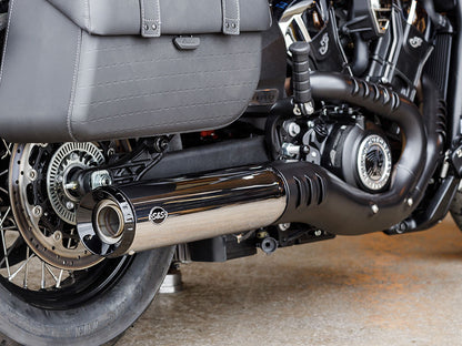 Grand National Slip-On Muffler - Chrome with Black End Cap. Fits Indian Scout 2025up