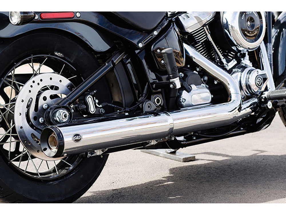 4in. Grand National Slip-On Muffler - Chrome with Black End Cap. Fits Softail Street Bob, Low Rider S, Low Rider ST & Heritage 2025up