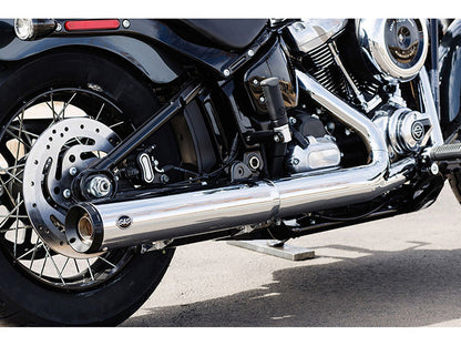 4in. Grand National Slip-On Muffler - Chrome with Black End Cap. Fits Softail Street Bob, Low Rider S, Low Rider ST & Heritage 2025up