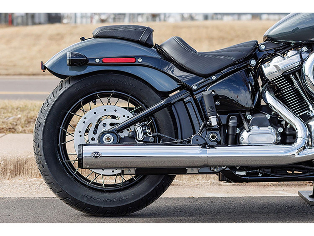 4in. Grand National Slip-On Muffler - Chrome with Black End Cap. Fits Softail Street Bob, Low Rider S, Low Rider ST & Heritage 2025up
