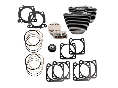136ci Big Bore Kit with Highlighted Fins - Black Granite. 12.0:1 Compression. Fits CVO Milwaukee-Eight 2023up with 121ci Engine