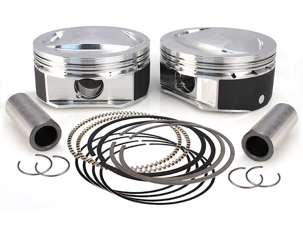 Standard Bore, High Compression Pistons with 10.6:1 Compression Ratio. Fits CVO Twin Cam 2007-2017 with 110ci Engine & 'S' Models with 110ci Engines.