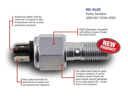 Rear Brake Switch. Fits Dyna 2008-2017.