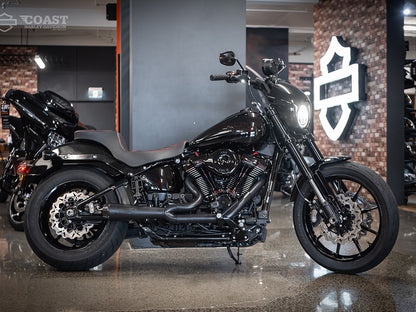 Comp-S 2-into-1 Exhaust - Black with Carbon Fiber End Cap. Fits Softail 2018up with Non-240 Rear Tyre