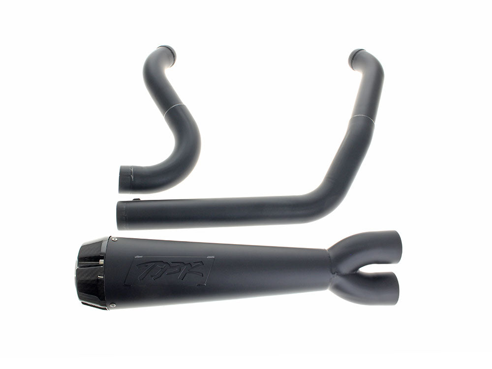 Comp-S 2-into-1 Exhaust - Black with Carbon Fiber End Cap. Fits Softail Breakout & Fat Boy 2018up