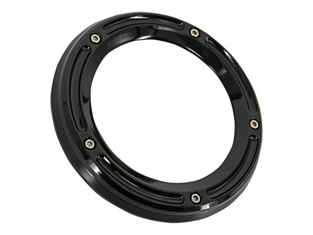 Assault Clear Derby Cover - Gloss Black. Fits Softail 1999-2018, Dyna 1999-2017 & Touring 1999-2015.