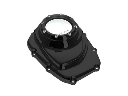 Assault Clear Cam Cover - Gloss Black. Fits Most Touring 2017-2024 & Softail 2018-2024