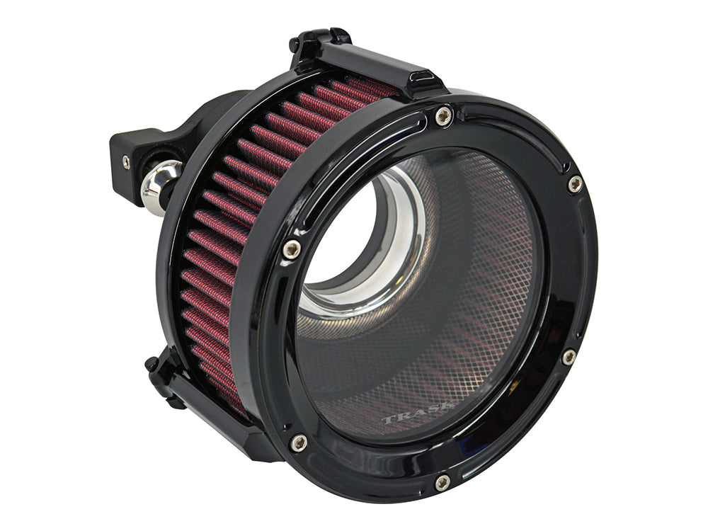 Assault Clear Air Cleaner Kit - Gloss Black. Fits Softail 2000-2015, Dyna 1999-2017, Touring 1999-2007 with CV Carb or Cable Operated Delphi EFI