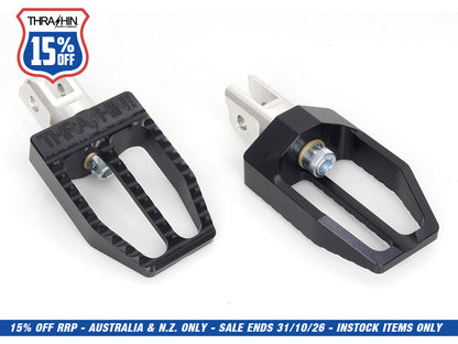 Militant Footpegs - Black. Fits Softail 2018up Front Rider