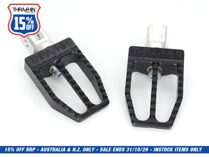 Militant Footpegs - Black. Fits Softail 2018up Front Rider