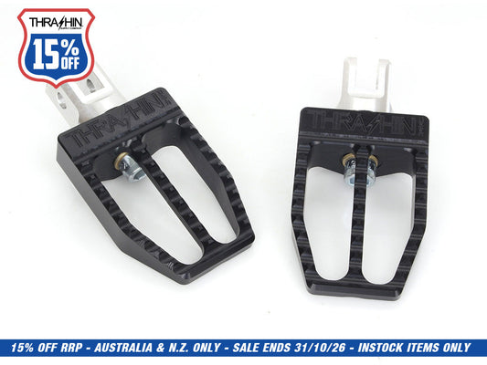 Militant Footpegs - Black. Fits Softail 2018up Front Rider