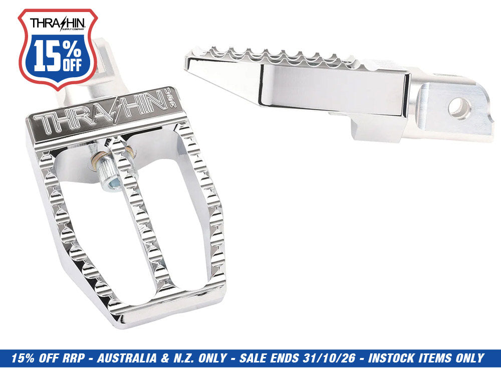 Militant Footpegs - Chrome. Fits Softail 2018up Front Rider