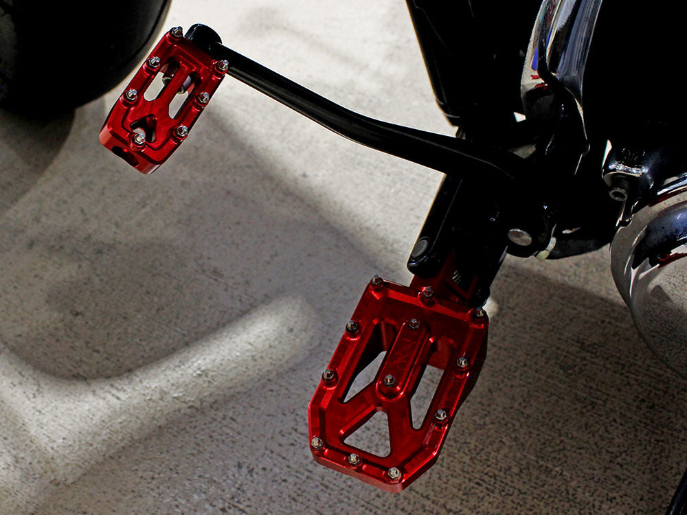 Aggressor Footpegs - Red. Fits Softail 2018up Front Rider