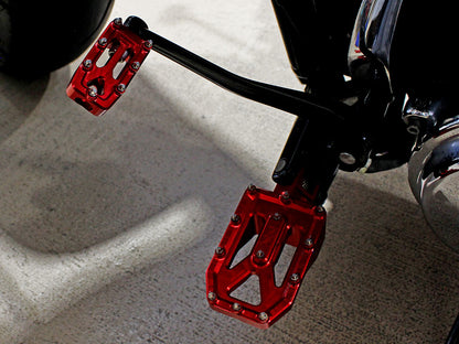 Aggressor Footpegs - Red. Fits Softail 2018up Front Rider
