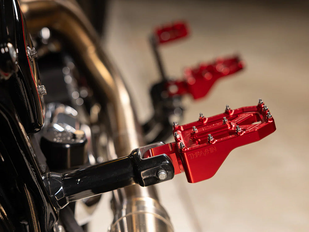 Aggressor Footpegs - Red. Fits Softail 2018up Rear Passenger