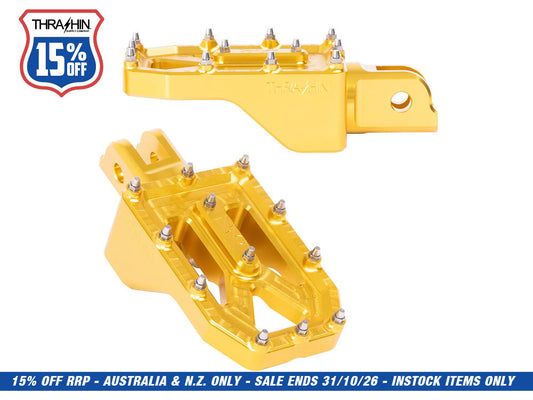 Aggressor Footpegs - Gold. Fits Softail 2018up Front Rider