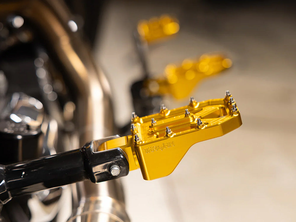 Aggressor Footpegs - Gold. Fits Softail 2018up Rear Passenger