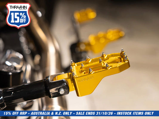 Aggressor Footpegs - Gold. Fits Softail 2018up Rear Passenger