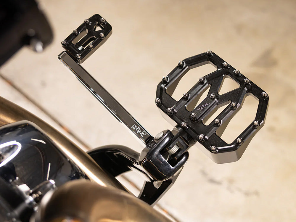 Aggressor Mini Floorboards - Black. Fits Softail 2018up Front Rider
