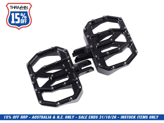 Aggressor Mini Floorboards - Black. Fits Softail 2018up Front Rider