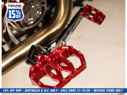Aggressor Mini Floorboards - Red. Fits Softail 2018up Front Rider