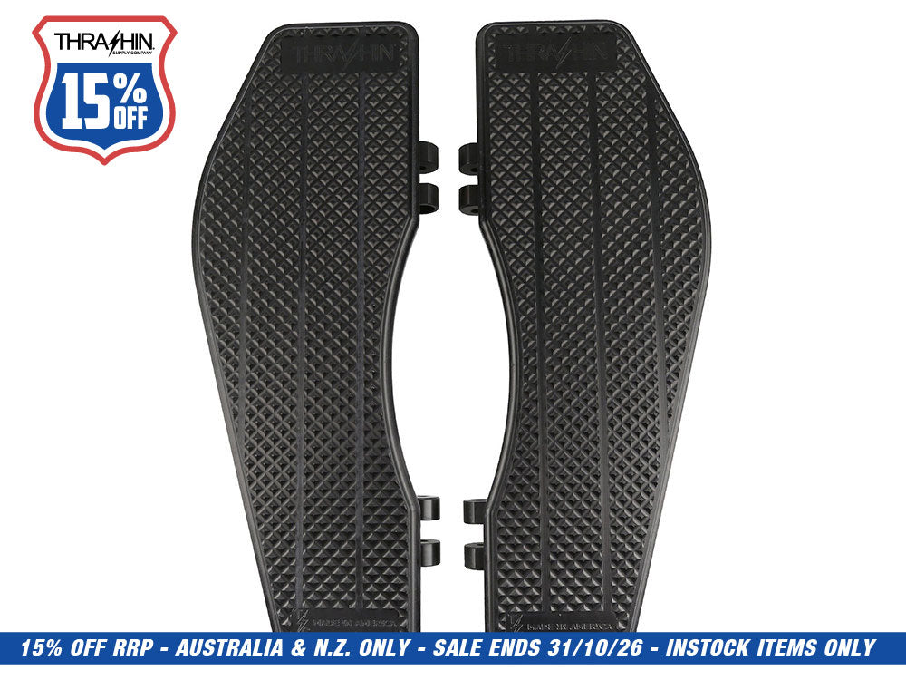 Bagger Rider Floorboards - Black. Fits Touring 1980up, FL Softail 1986-2017 & Dyna Switchback 2012-2016