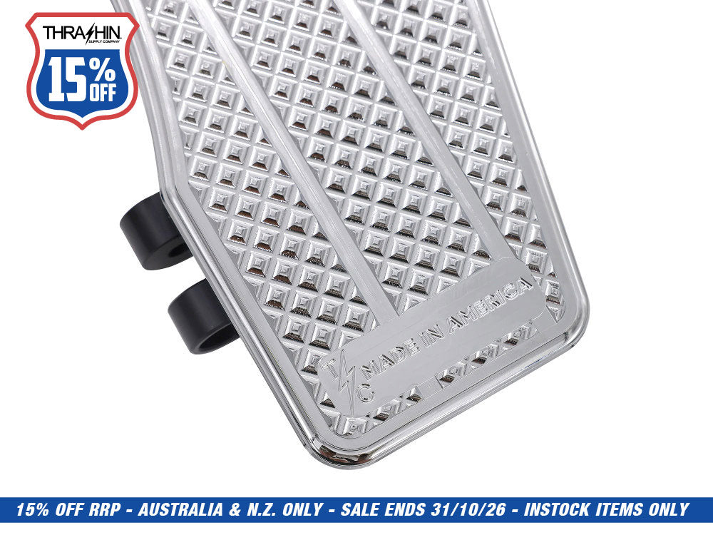 Bagger Rider Floorboards - Chrome. Fits Touring 1980up, FL Softail 1986-2017 & Dyna Switchback 2012-2016