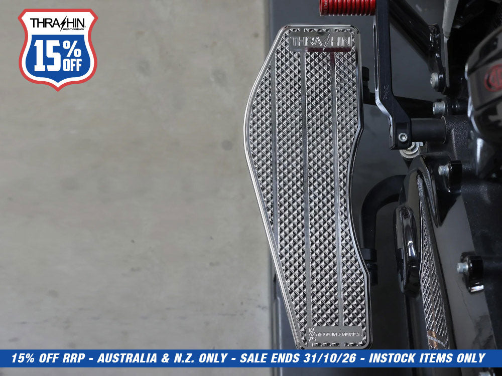 Bagger Rider Floorboards - Chrome. Fits Touring 1980up, FL Softail 1986-2017 & Dyna Switchback 2012-2016