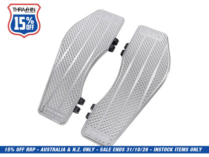 Bagger Rider Floorboards - Chrome. Fits Touring 1980up, FL Softail 1986-2017 & Dyna Switchback 2012-2016