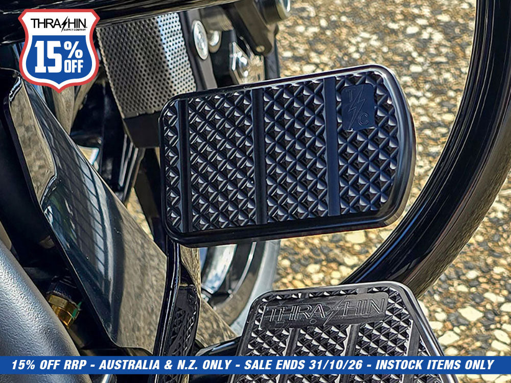 Bagger Brake Pad - Black. Fits Touring 1980up, FL Softail 1986-2017 & Dyna Switchback 2012-2016.