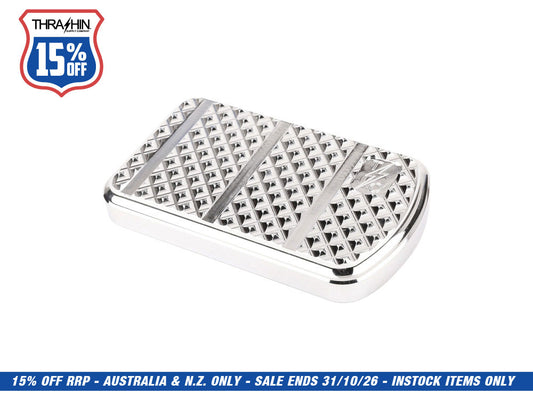 Bagger Brake Pad - Chrome. Fits Touring 1980up, FL Softail 1986-2017 & Dyna Switchback 2012-2016.