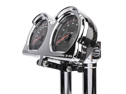 Thrashin Holeshot Risers to Gauges Relocation Bracket - Black. Fits Thrashin' Gauge housings.