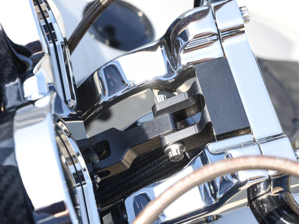 Thrashin OG Risers to Gauges Relocation Bracket - Black. Fits Thrashin' Gauge housings.