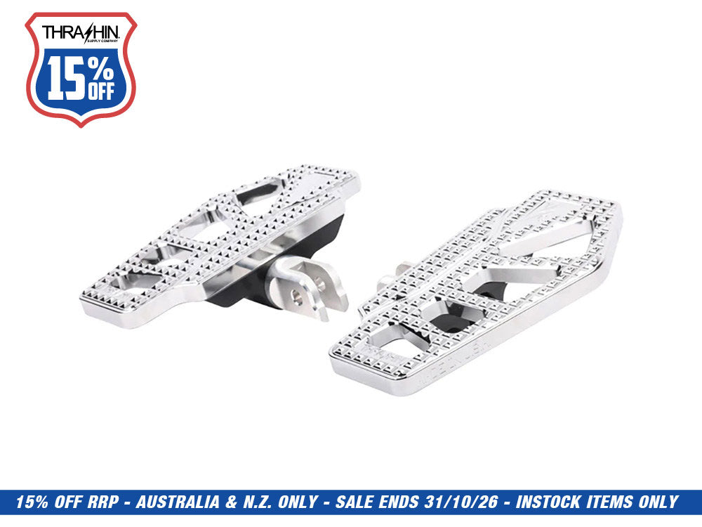 Apex Mini Floorboards - Chrome. Fits Softail 2018up Front Rider