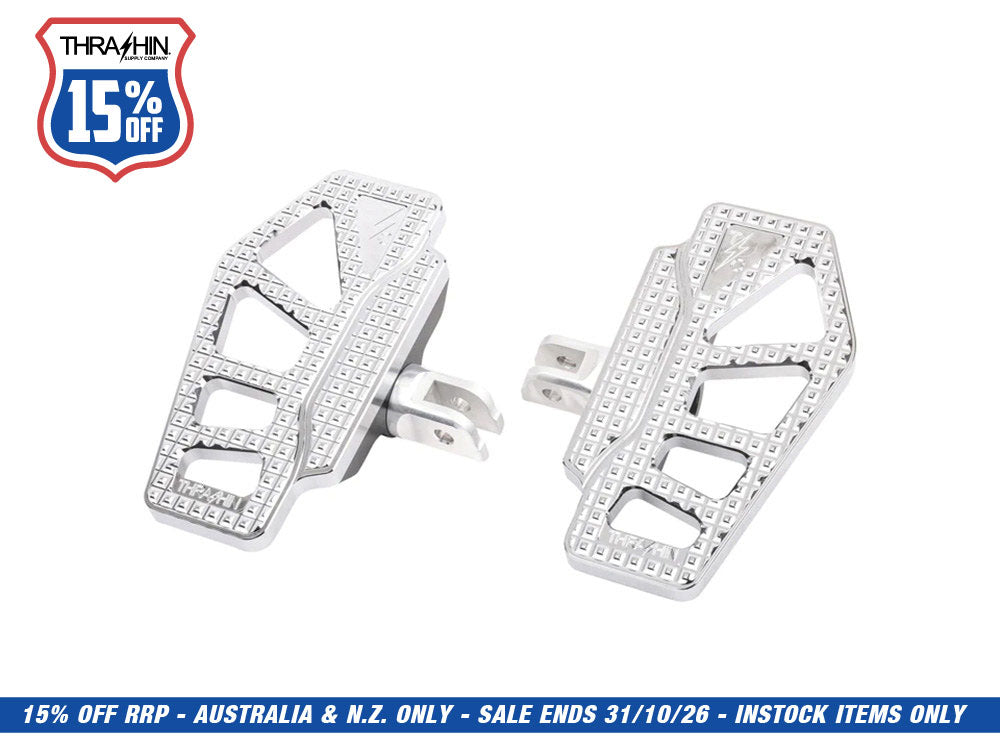 Apex Mini Floorboards - Chrome. Fits Softail 2018up Front Rider