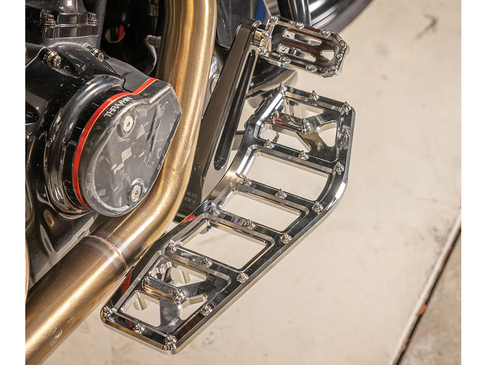 Aggressor Rider Floorboards - Chrome. Fits Touring 1980up, FL Softail 1986-2017 & Dyna Switchback 2012-2016