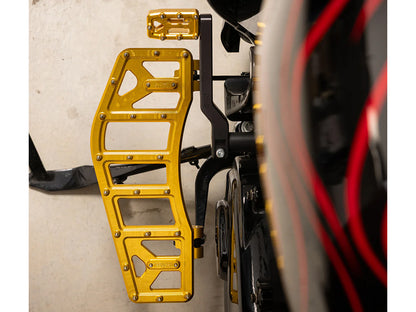 Aggressor Rider Floorboards - Gold. Fits Touring 1980up, FL Softail 1986-2017 & Dyna Switchback 2012-2016