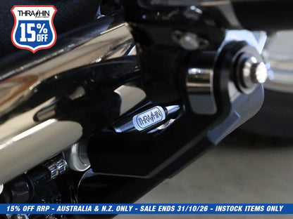 Adjustable Brake Linkage - Black. Fits Softail 2018up with Mid Controls.