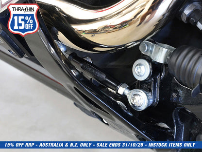 Adjustable Brake Linkage - Black. Fits Softail 2018up with Mid Controls.