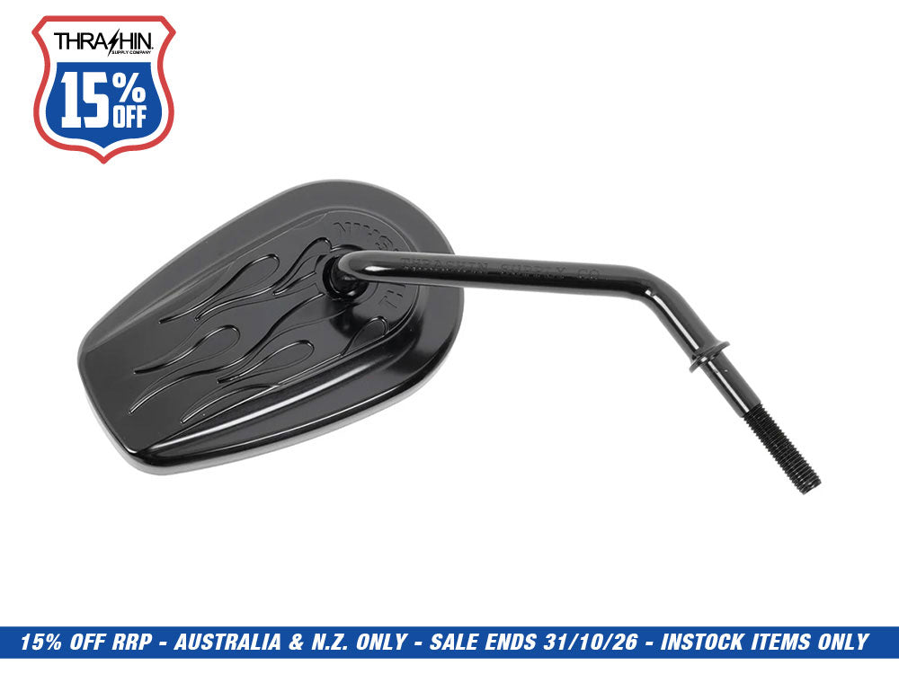 Billet Mini Mirrors Flame - Black